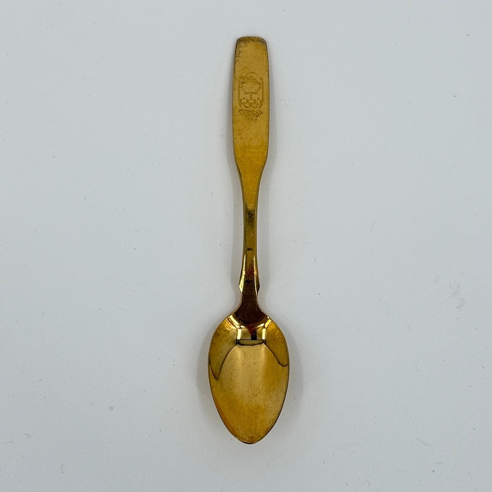 Vintage Canada 1976 Olympic Gold Tone Souvenir Spoon Montreal Games Collectible